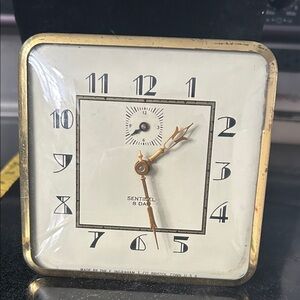 VTG 79sGold and White Square Wall Clock